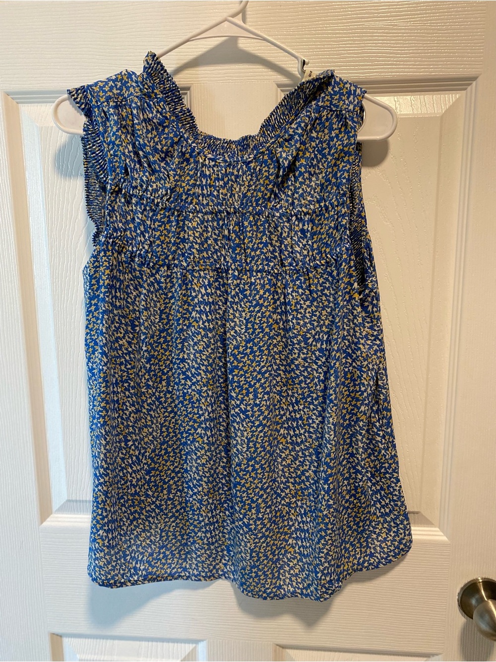 Max Studio Blue Floral Smocked Yoke Camisole